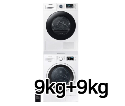 [삼성] 삼성 드럼 세탁기 건조기 9kg+9kg 화이트 WW90T3000KW+DV90TA040AE